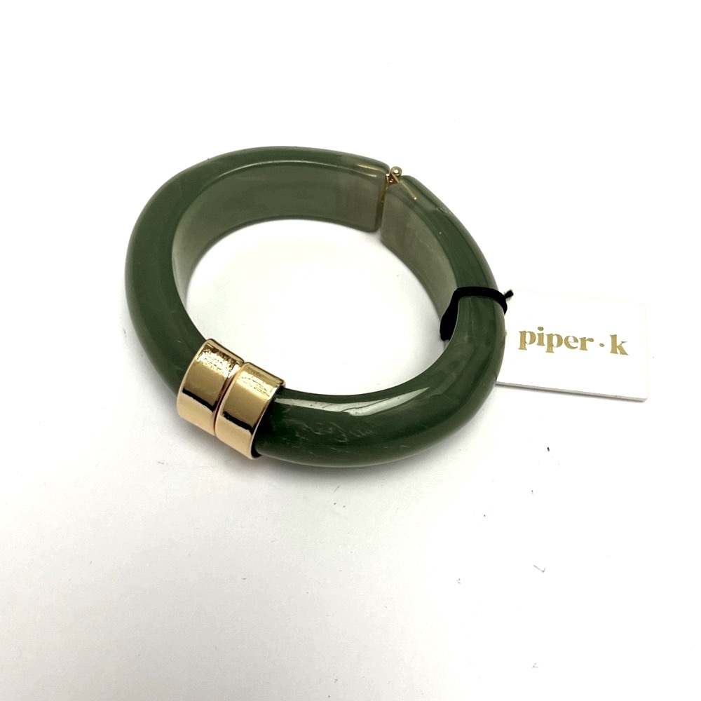 NWT ⚜️🫒⚜️ Piper K Gorgeous Olive green Bangle Bracelet - Picture 3 of 9